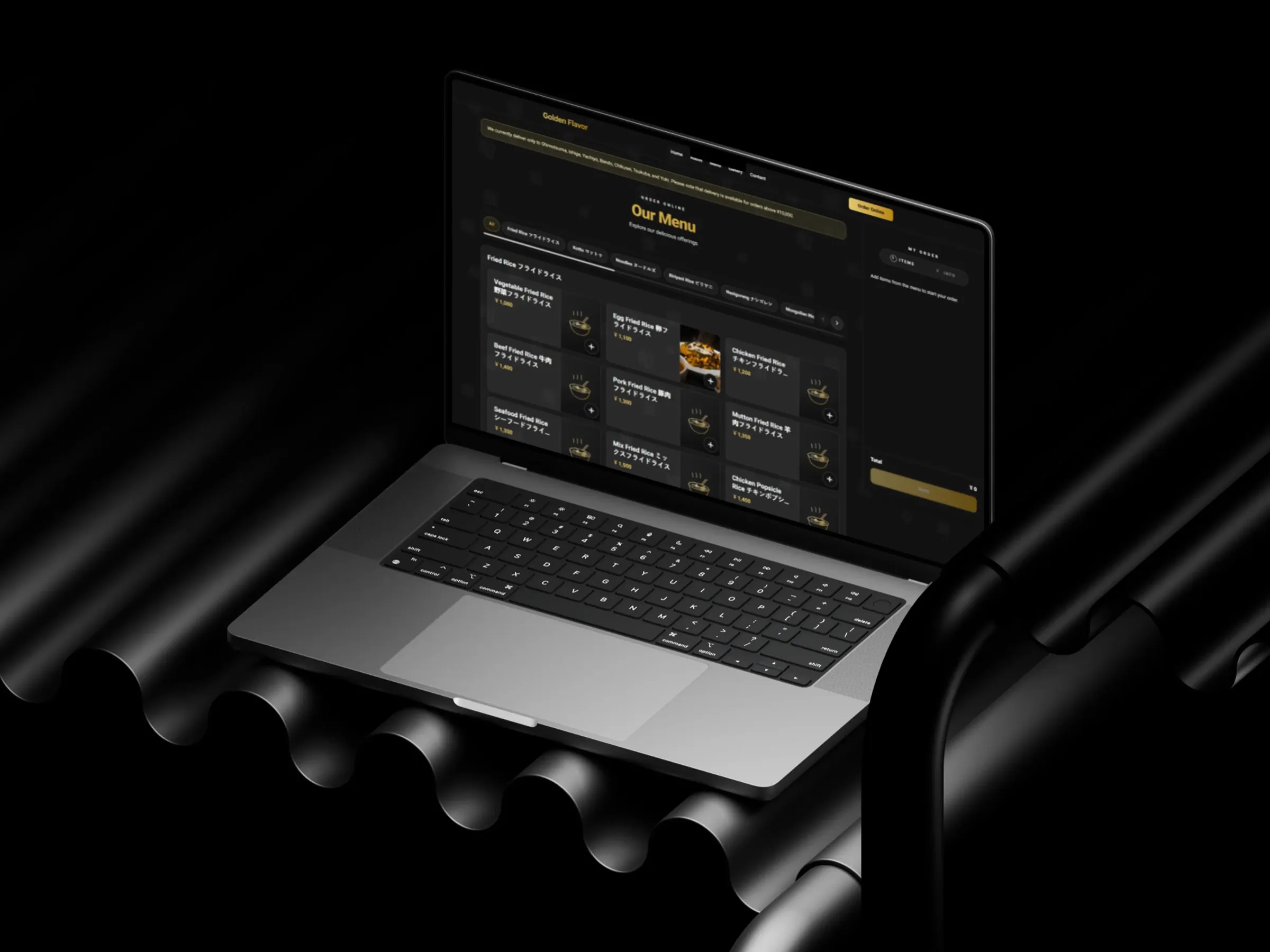Golden Flavor online menu page with food items and ordering